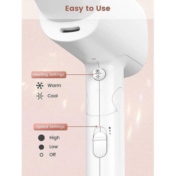 NEW FUNWIND 1875W PROFESSIONAL IONIC HAIR DRYER WITH FOLDABLE HANDLE-TRAVEL - Picture 11 of 15